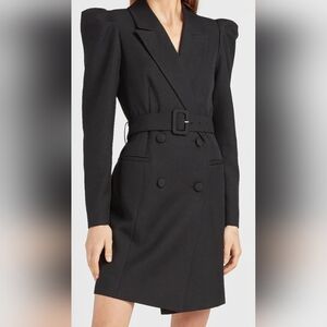 Express Black Long Sleeve Belted Blazer Dress